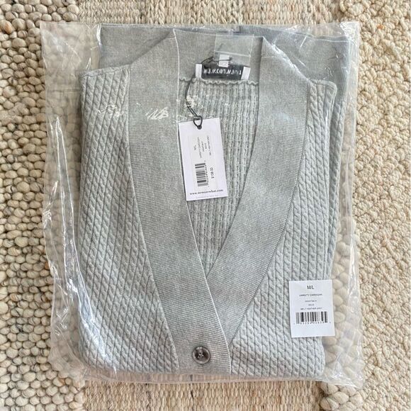 WeWoreWhat Varsity Schoolgirl V-neck Cable Cardigan Heather Gray Size M/L NWT - Picture 8 of 10